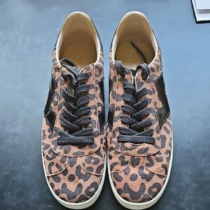 Stuart Weitzman Leopard Print Sneakers with Black Accents